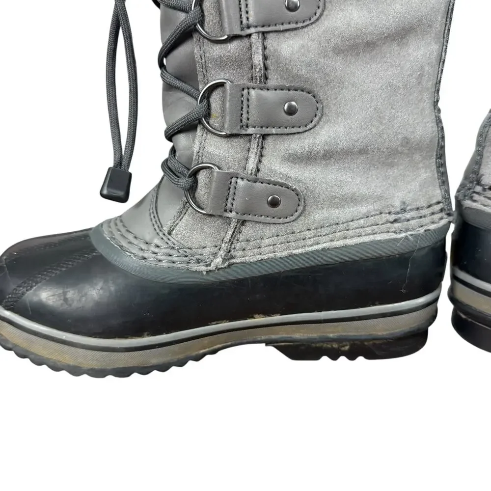 Sorel Joan of Artic Snow Boots Faux Fur Lace Up Winter Shoes Kids Youth sz 4